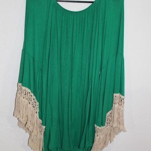 Green boho blouse